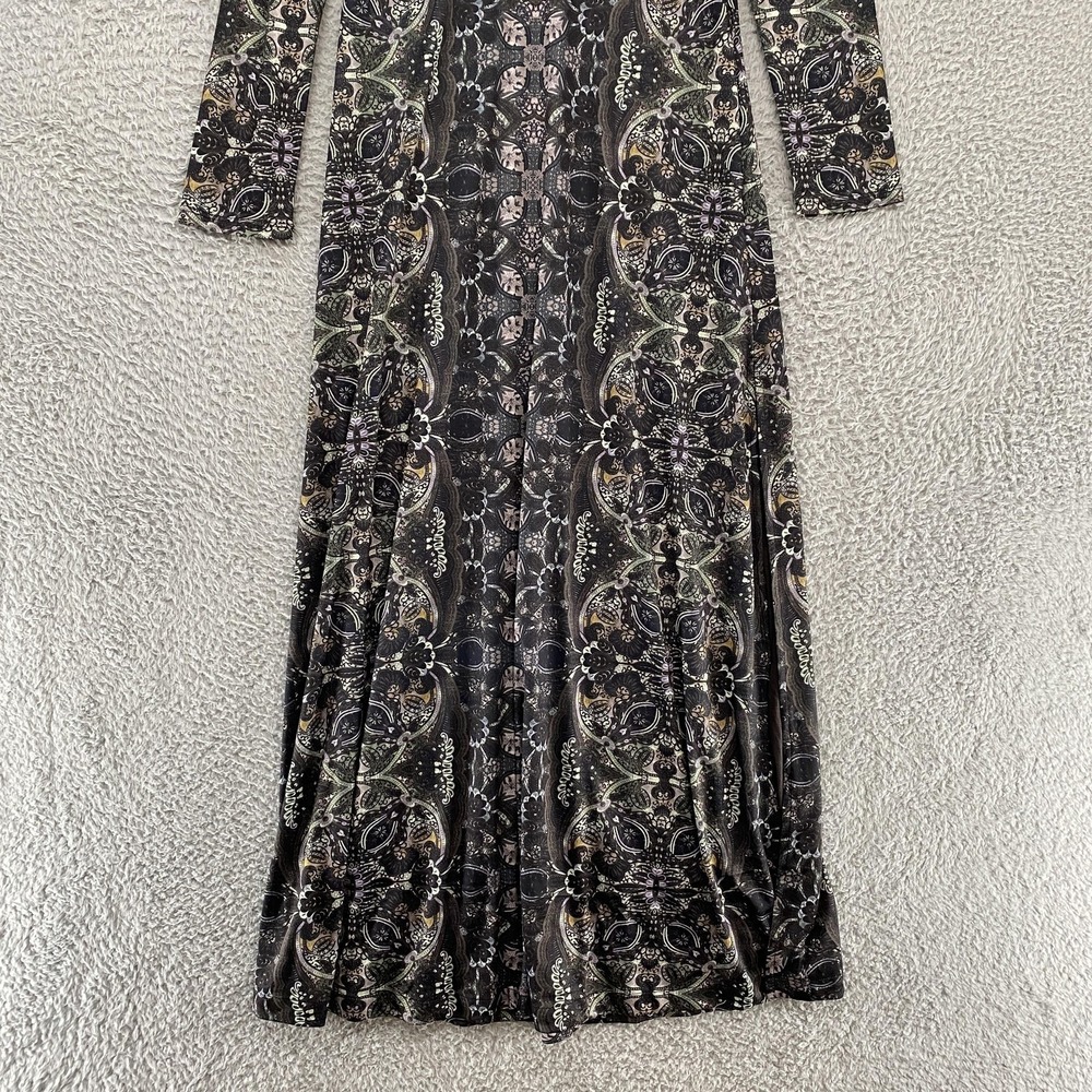 Free People Maxi Dress Womens Small Black Metallic Paisley‎ Cabaret Boho Keyhole - Picture 3 of 11